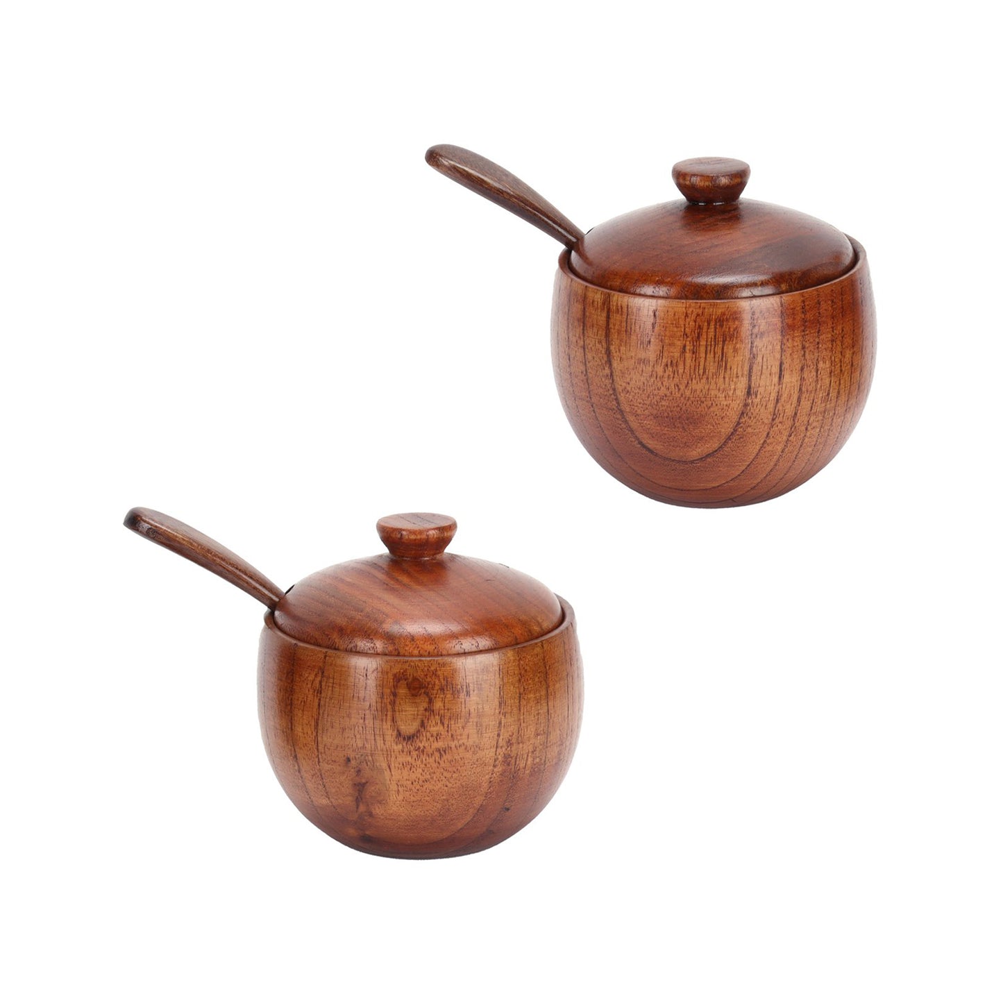 Wooden Kitchen Jar with Lid and Spoon