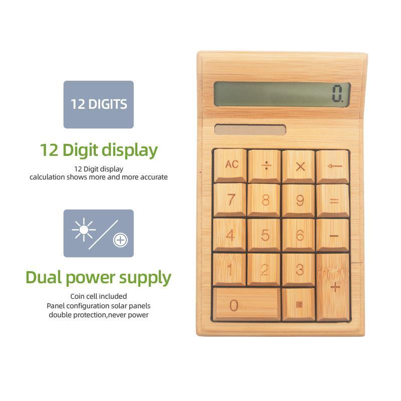 Dual-Power Bamboo Calculator - Ecoday