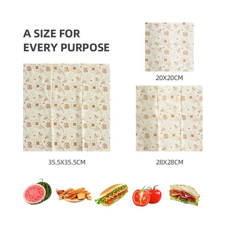 Reusable Beeswax Food Wraps - Pack of 3 (S/M/L) - Ecoday