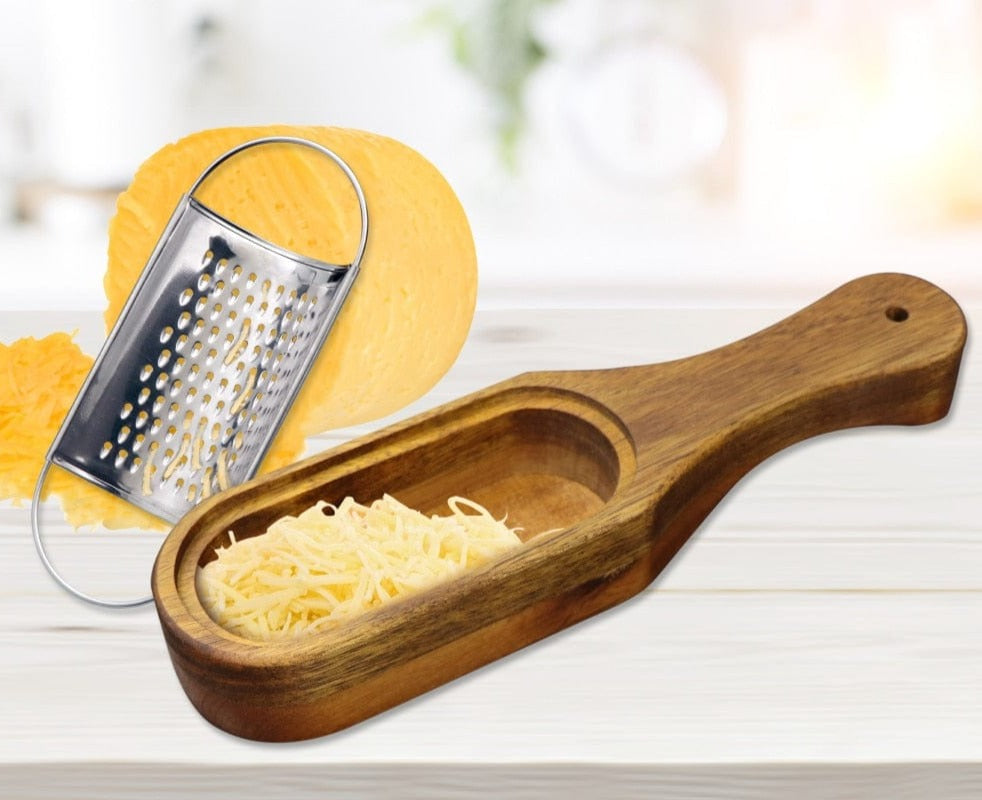 Grater with Removable Acacia Wood Collector