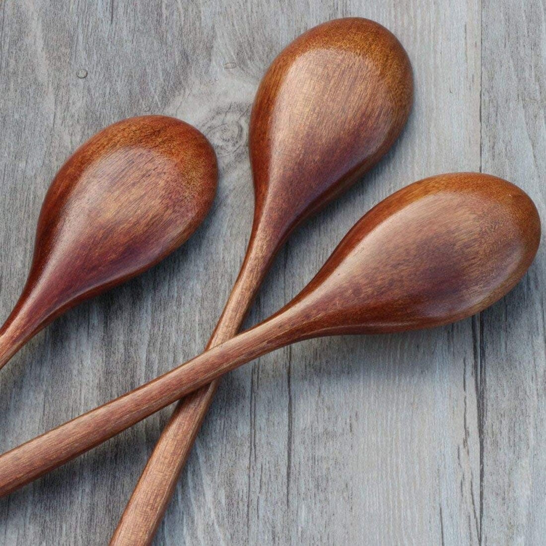 Natural Wooden Soup Spoons - 6 Pcs Set