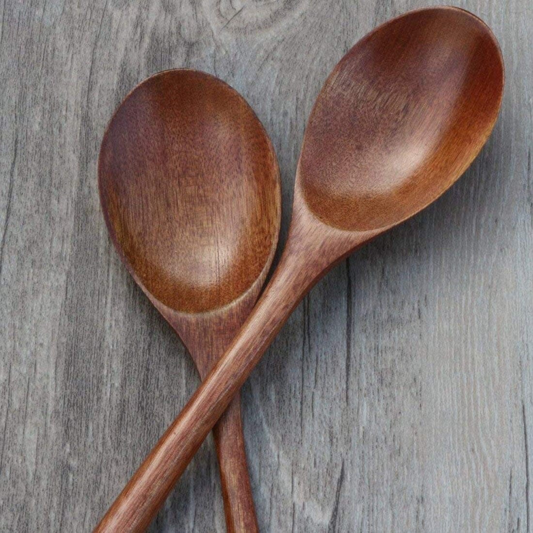 Natural Wooden Soup Spoons - 6 Pcs Set