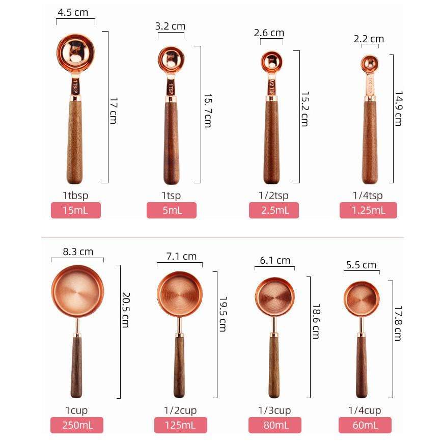 Copper Plated Measuring Cups and Spoons