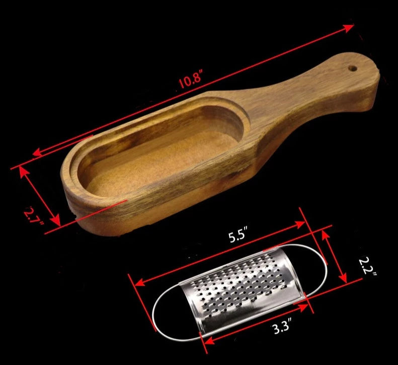 Grater with Removable Acacia Wood Collector